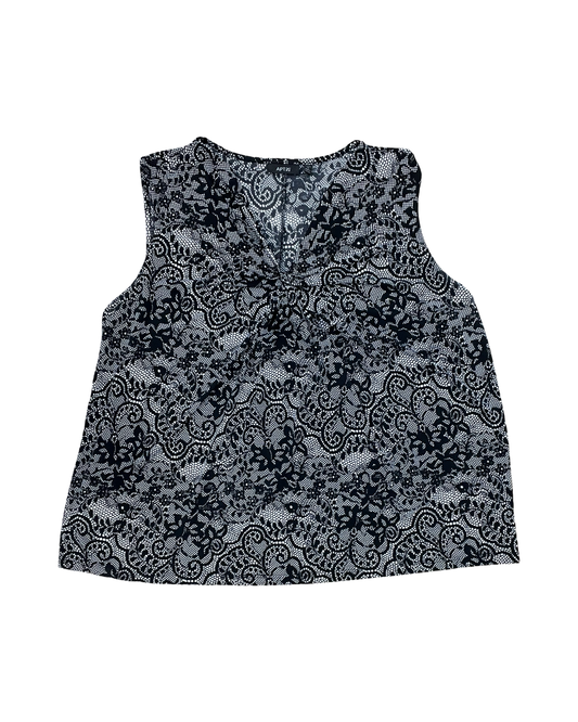 Top Sleeveless By Apt 9 In Black & White, Size:1X