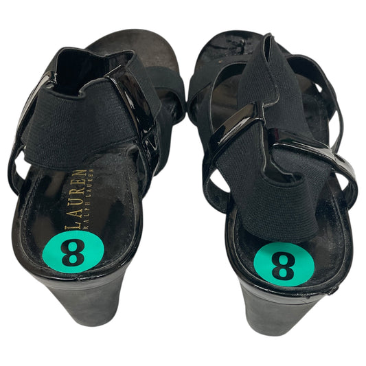 Sandals Heels Wedge By Lauren By Ralph Lauren In Black, Size:8