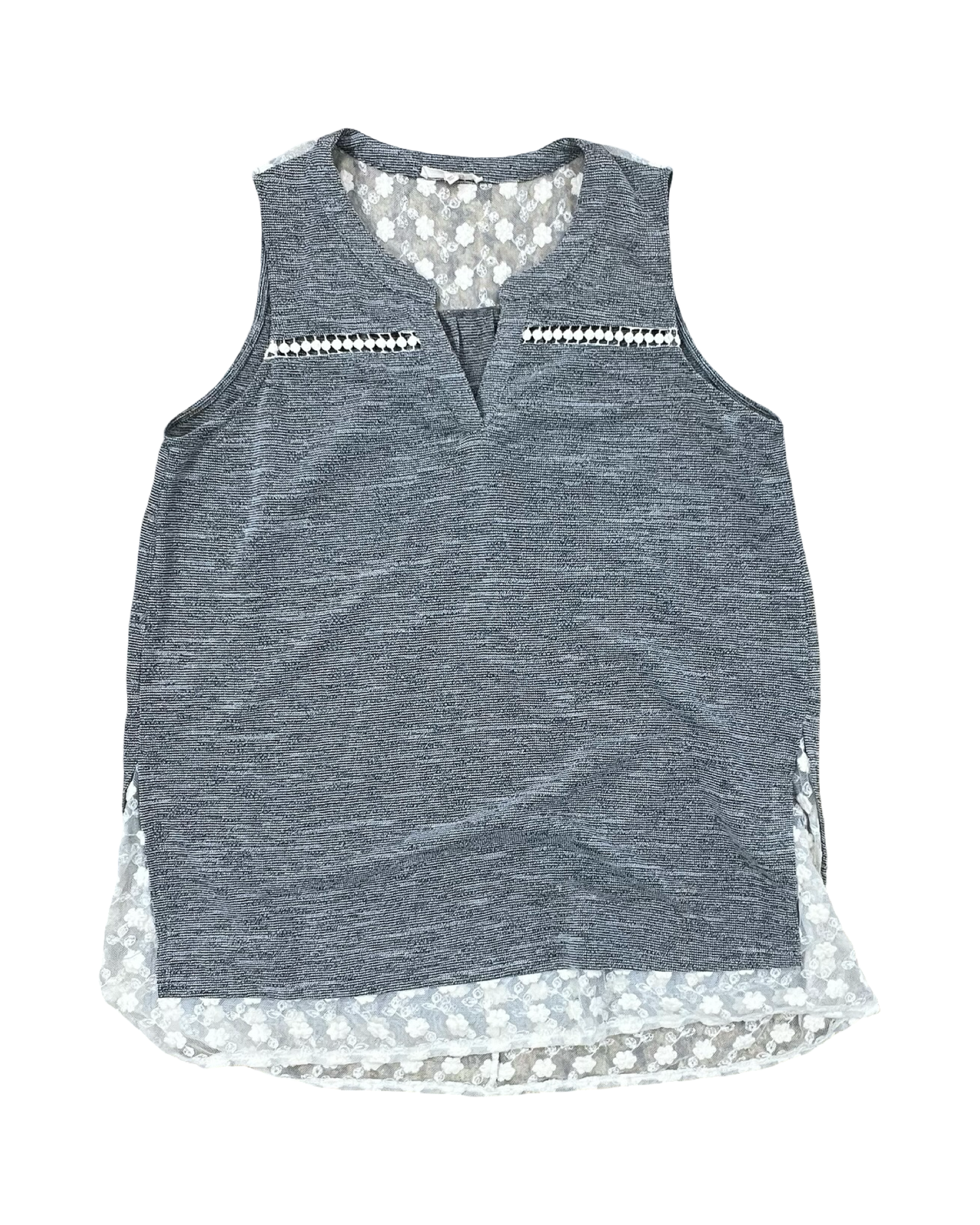 Top Sleeveless By Mystree In Cream & Grey, Size:M