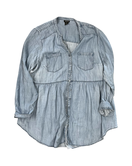Blouse Ls By Torrid In Blue, Size:2X