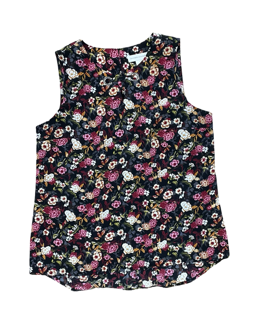 Top Sleeveless By Christopher And Banks In Floral Print, Size:M