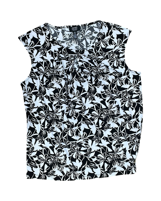 Top Sleeveless By Jones New York In Black & White, Size:M