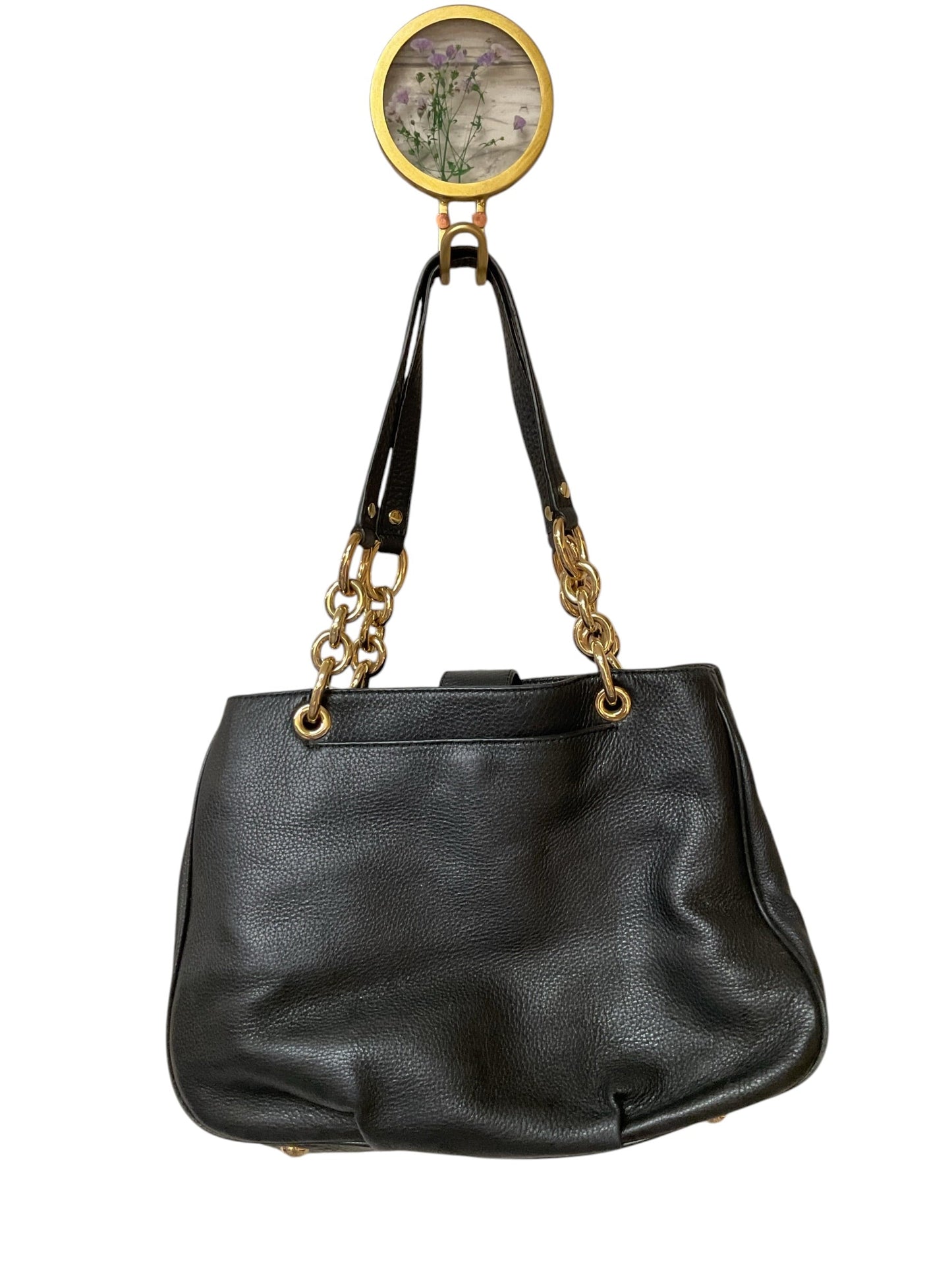 Crossbody Designer By Michael Kors In Black & Gold, Size:Medium