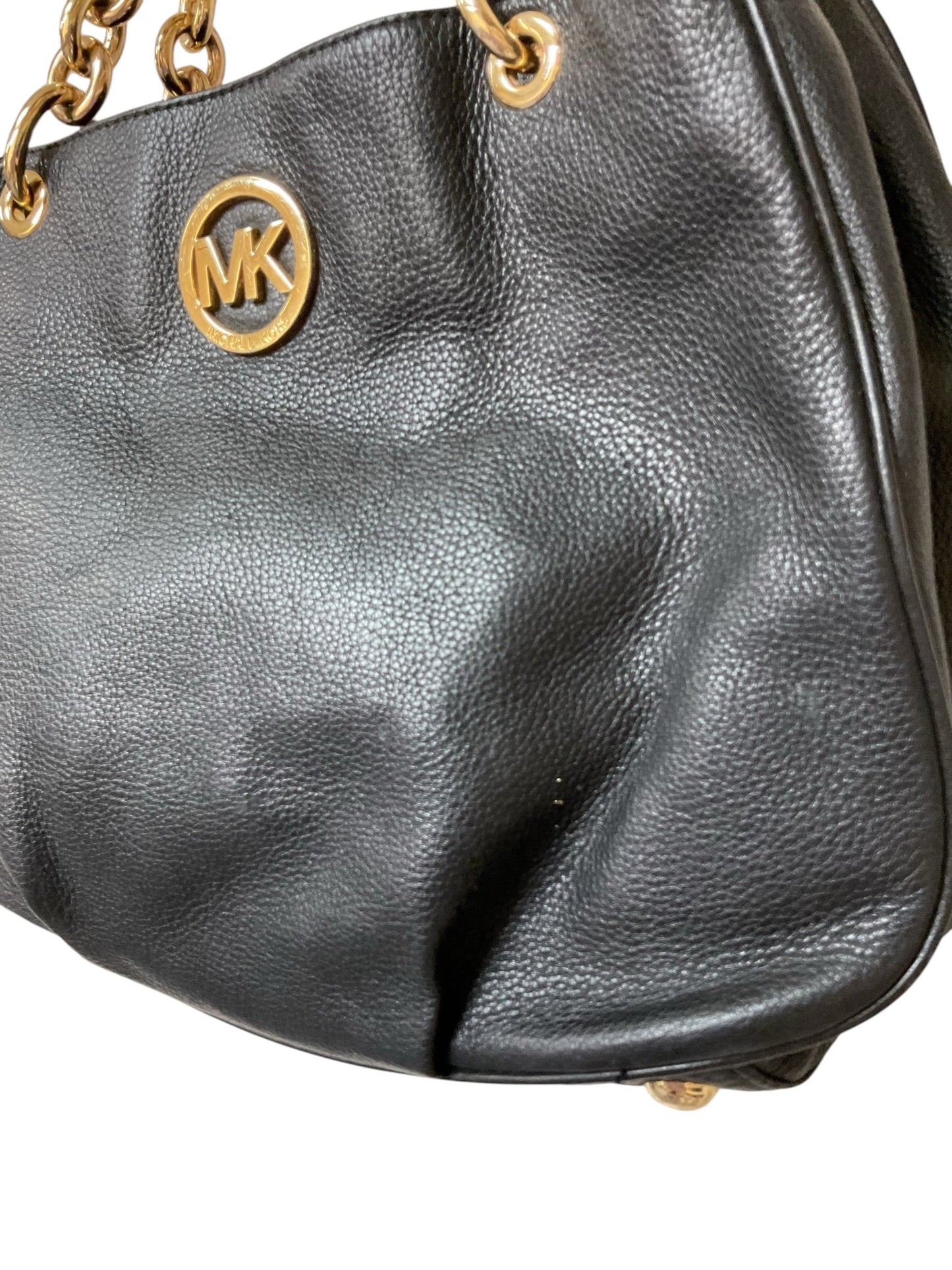 Crossbody Designer By Michael Kors In Black & Gold, Size:Medium