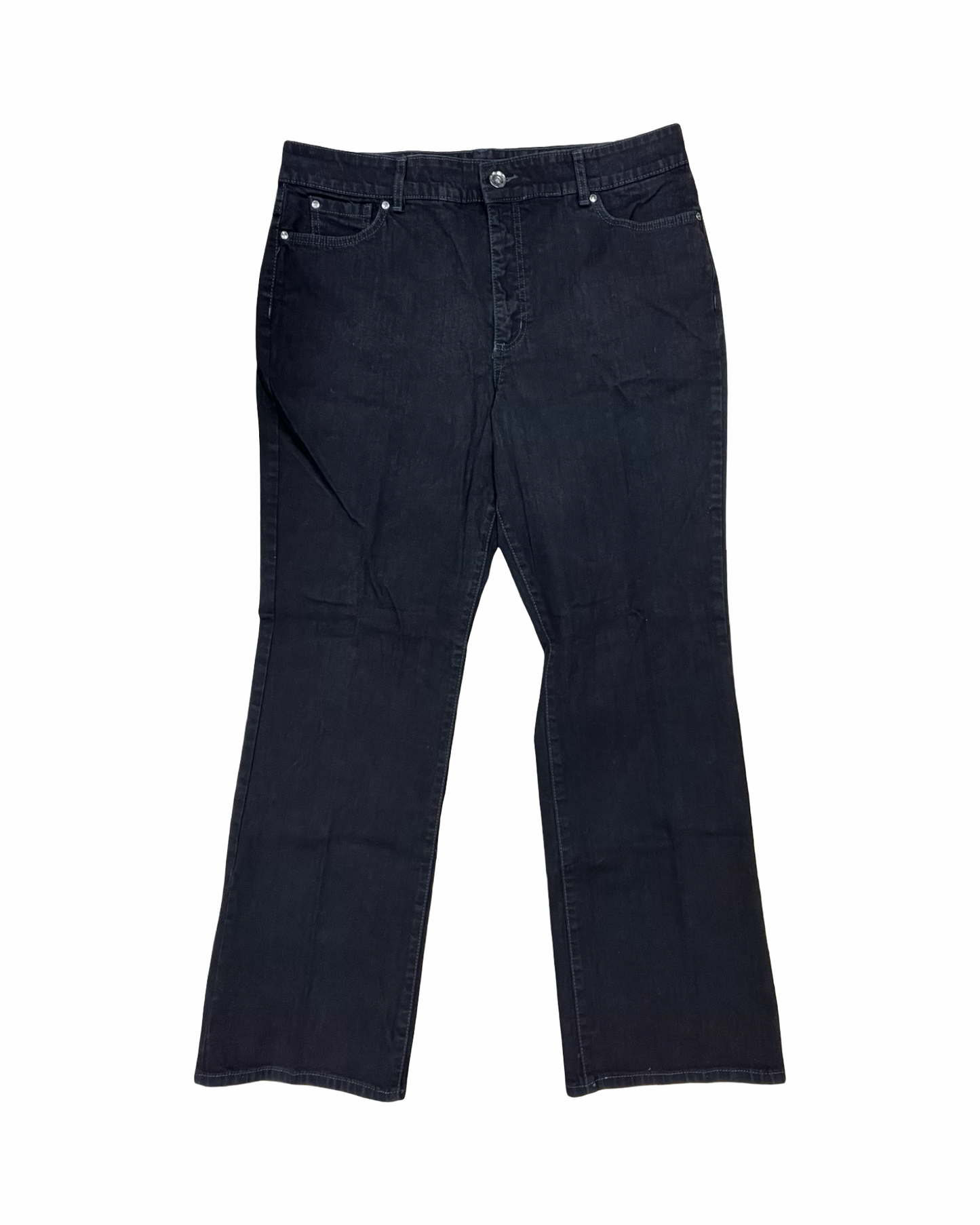 Jeans Straight By Nine West In Black Denim, Size:18