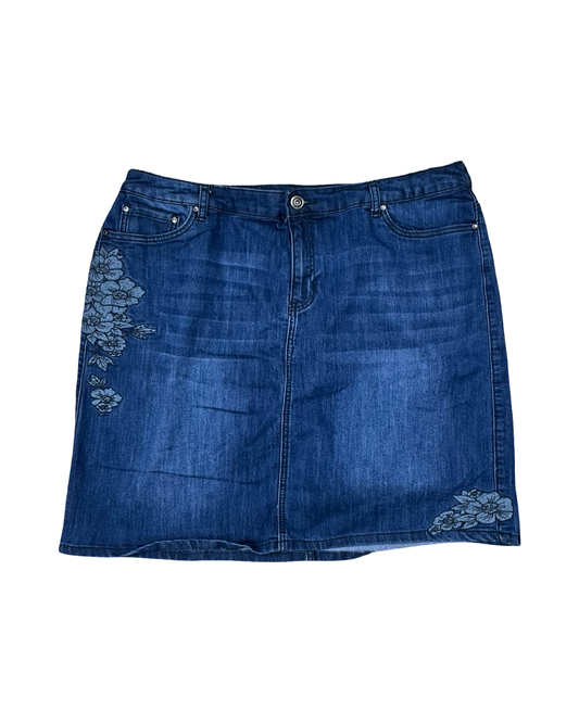 Skirt Midi By Cj Banks In Blue Denim, Size:Xl