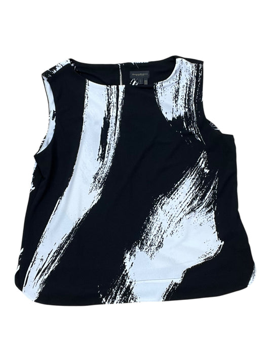Top Sleeveless By Donna Karan In Black & White, Size:L
