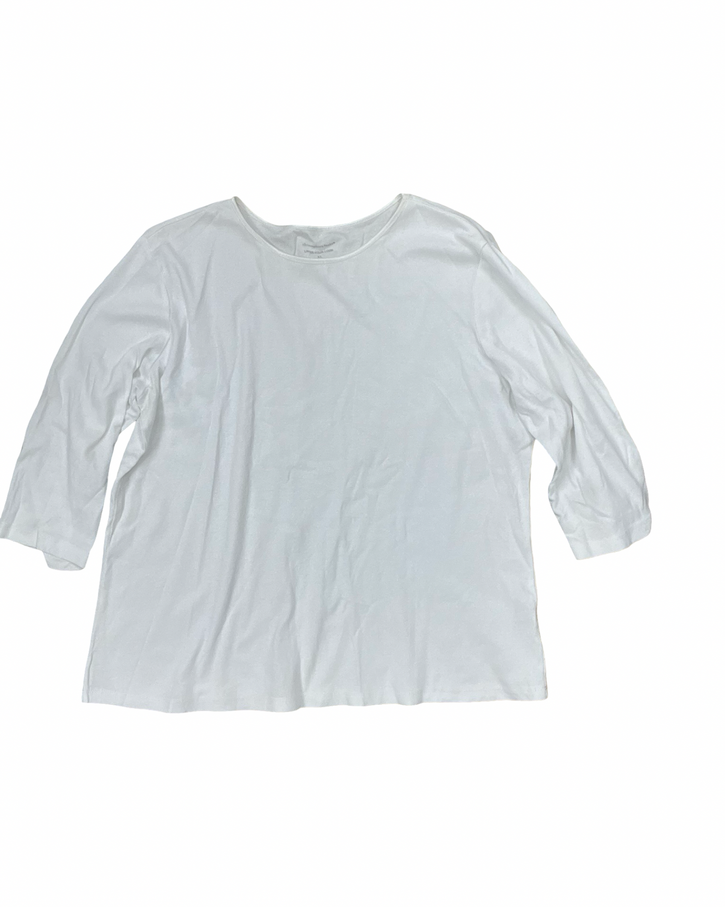 Top 3/4 Sleeve Basic By Christopher And Banks In White, Size:Xl
