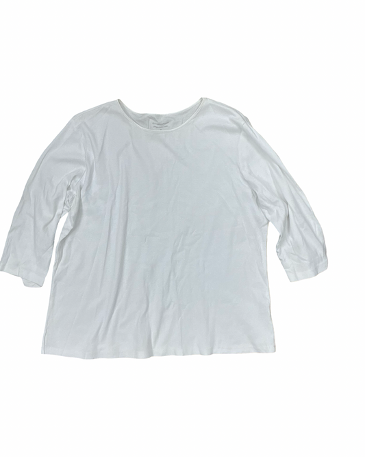 Top 3/4 Sleeve Basic By Christopher And Banks In White, Size:Xl