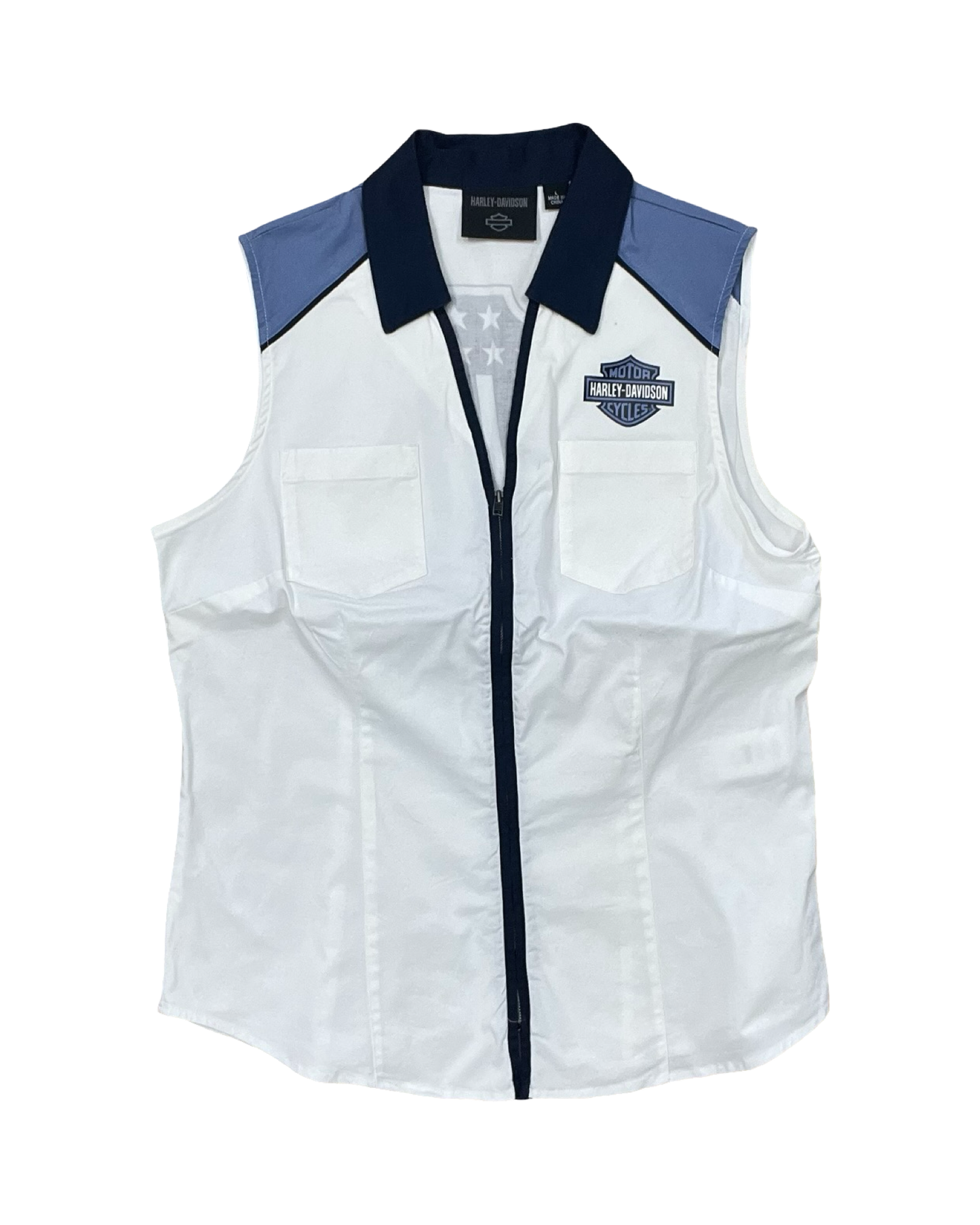 Blouse Sleeveless By Harley Davidson In White, Size:L