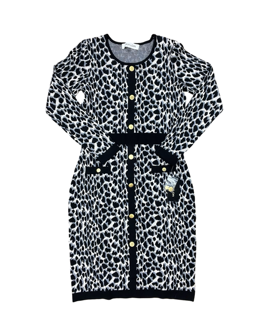 Dress Casual Midi By Taylor In Black & Cream, Size:M