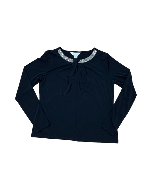 Top Ls By Liz Claiborne In Black, Size:Mp
