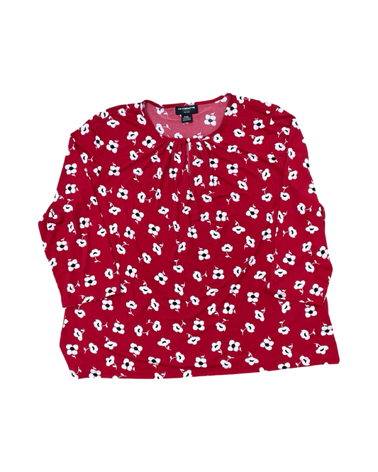 Top Ls By Liz Claiborne In Red, Size:1X