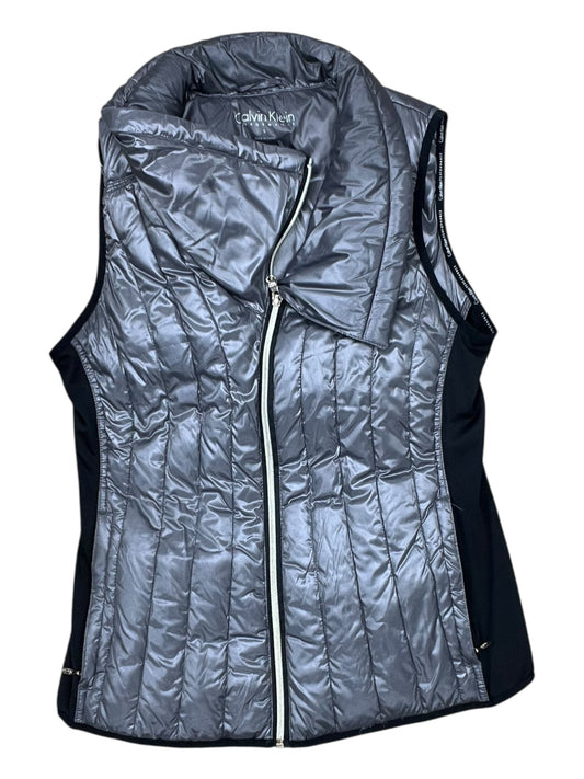Vest Puffer & Quilted By Calvin Klein In Silver, Size:S