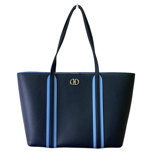 Tote Leather By Talbots In Black & Blue, Size:Large