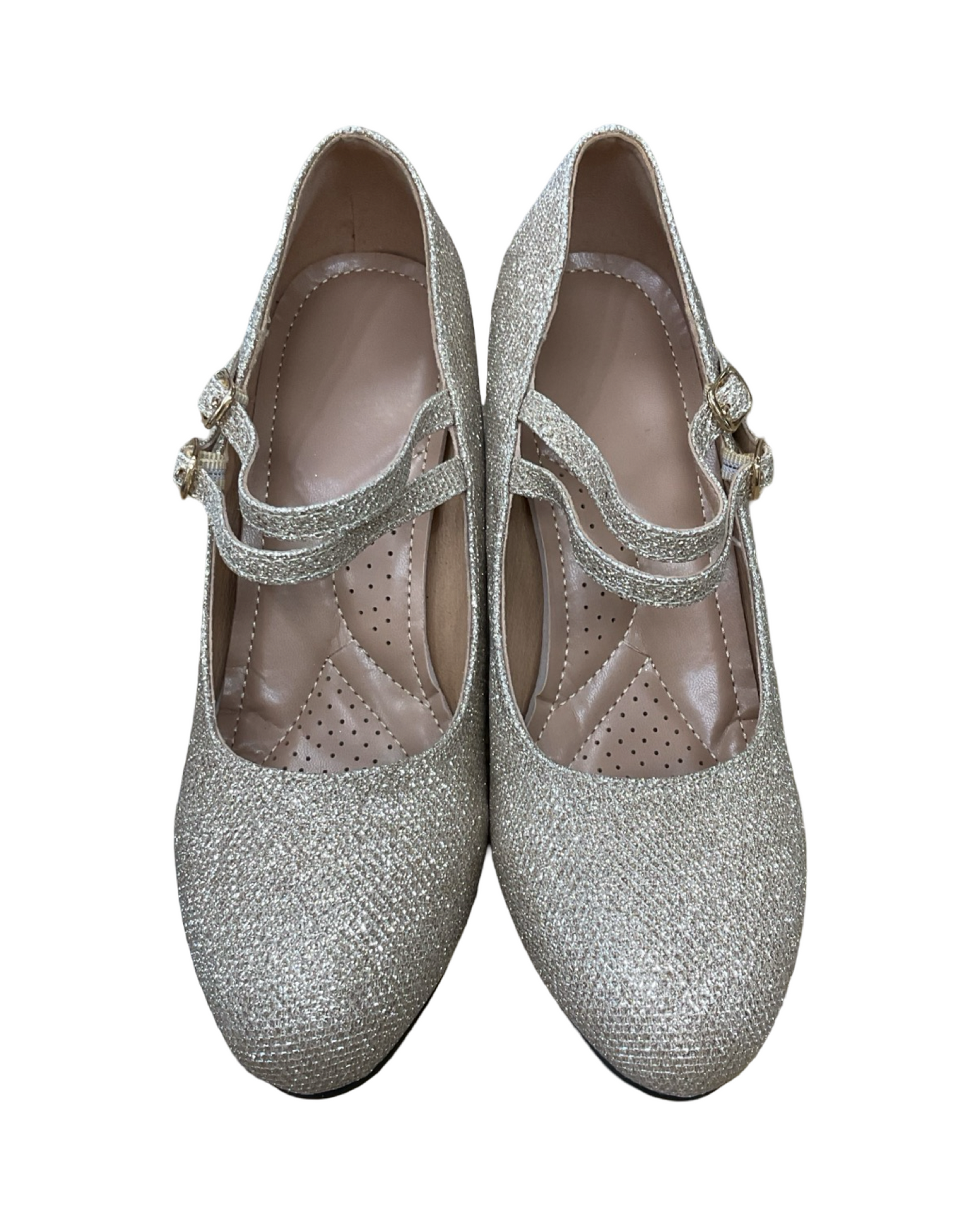 Shoes Heels Kitten By Clothes Mentor In Gold, Size:7.5