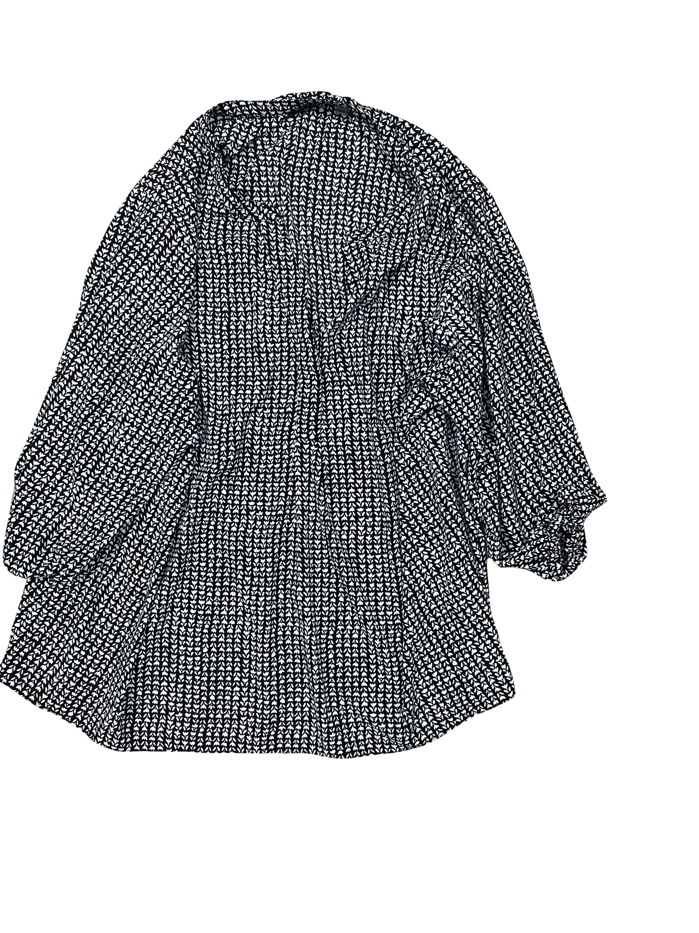Top 3/4 Sleeve By Tahari In Black & White, Size:3X
