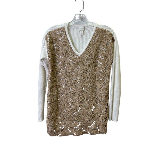 Sweater By Chicos In Brown & Cream, Size:S