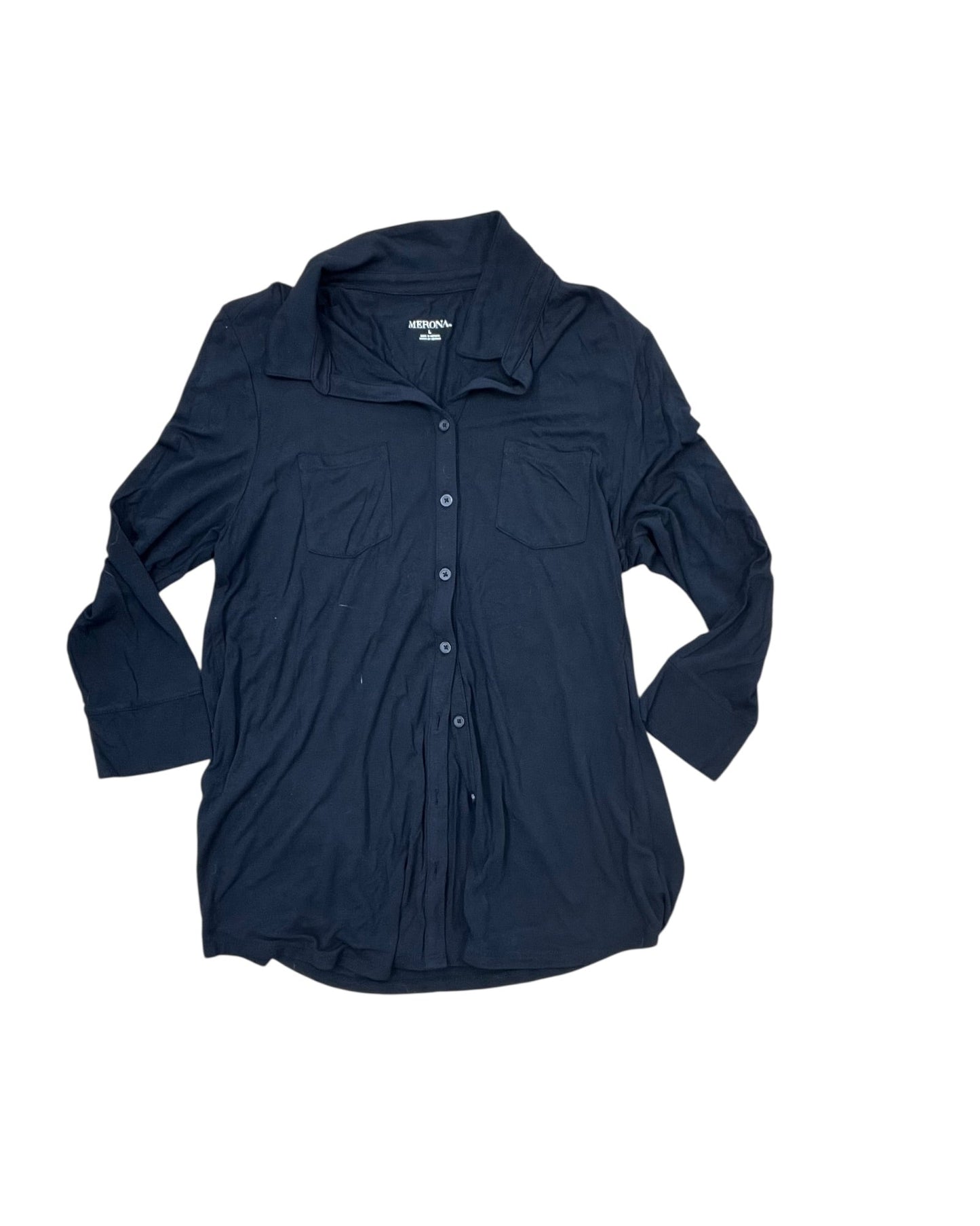 Top 3/4 Sleeve By Merona In Black, Size:L