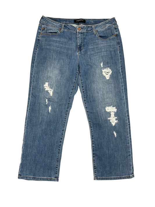 Jeans Cropped By Liverpool In Blue Denim, Size:14