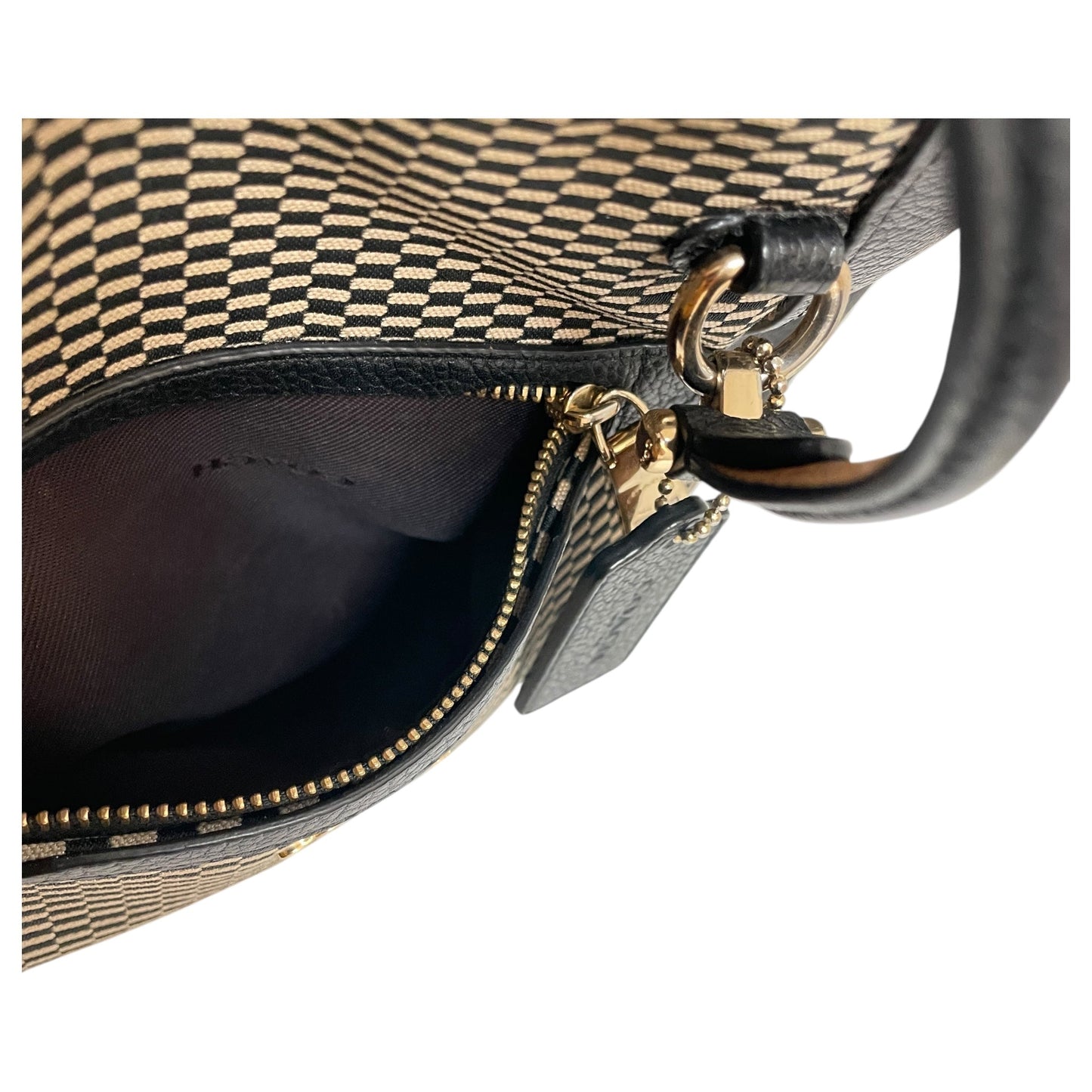 Handbag Designer By Coach In Blue & Tan, Size:Medium