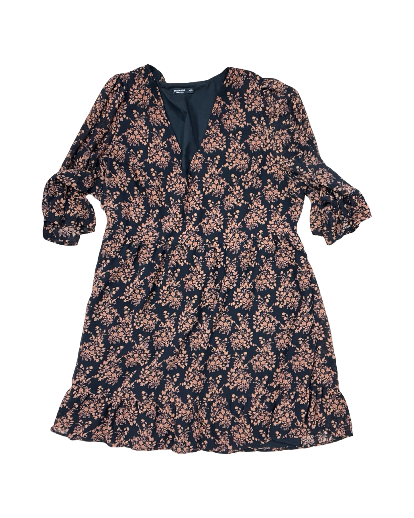 Dress Casual Midi By Shein In Black & Brown, Size:4X