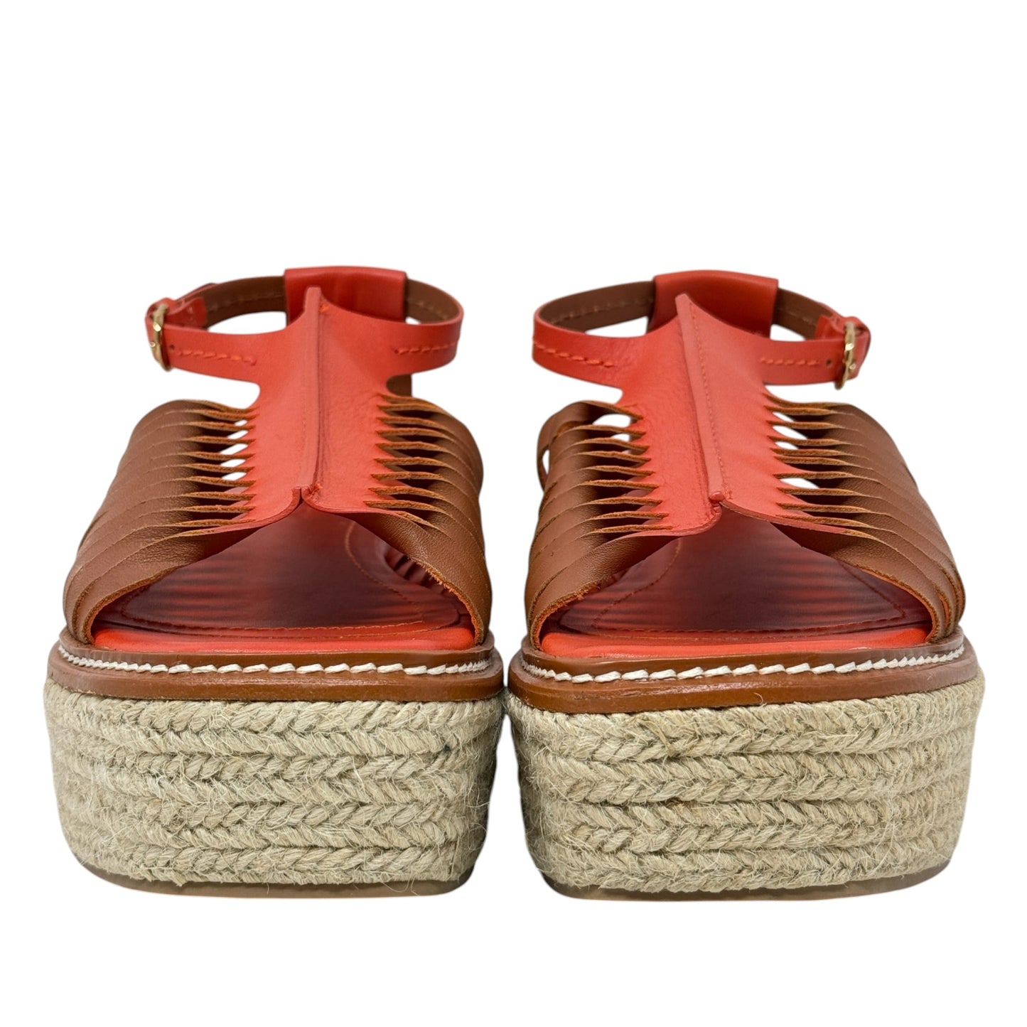 Valencia Twisted Contrast Flatforms By Ulla Johnson In Orange, Size: 8.5 (39)