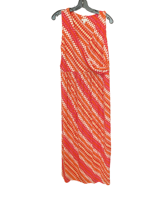 Dress Casual Maxi By J. Jill In Orange & Pink, Size:M