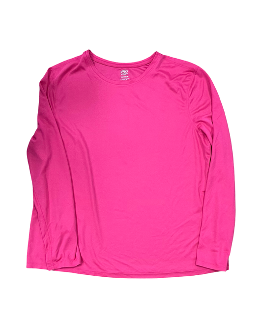 Athletic Top Ls Crewneck By Athletic Works In Pink, Size:2X