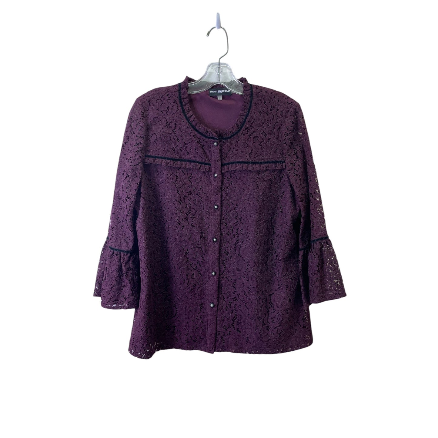 Cardigan Designer By Karl Lagerfeld In Maroon, Size:L