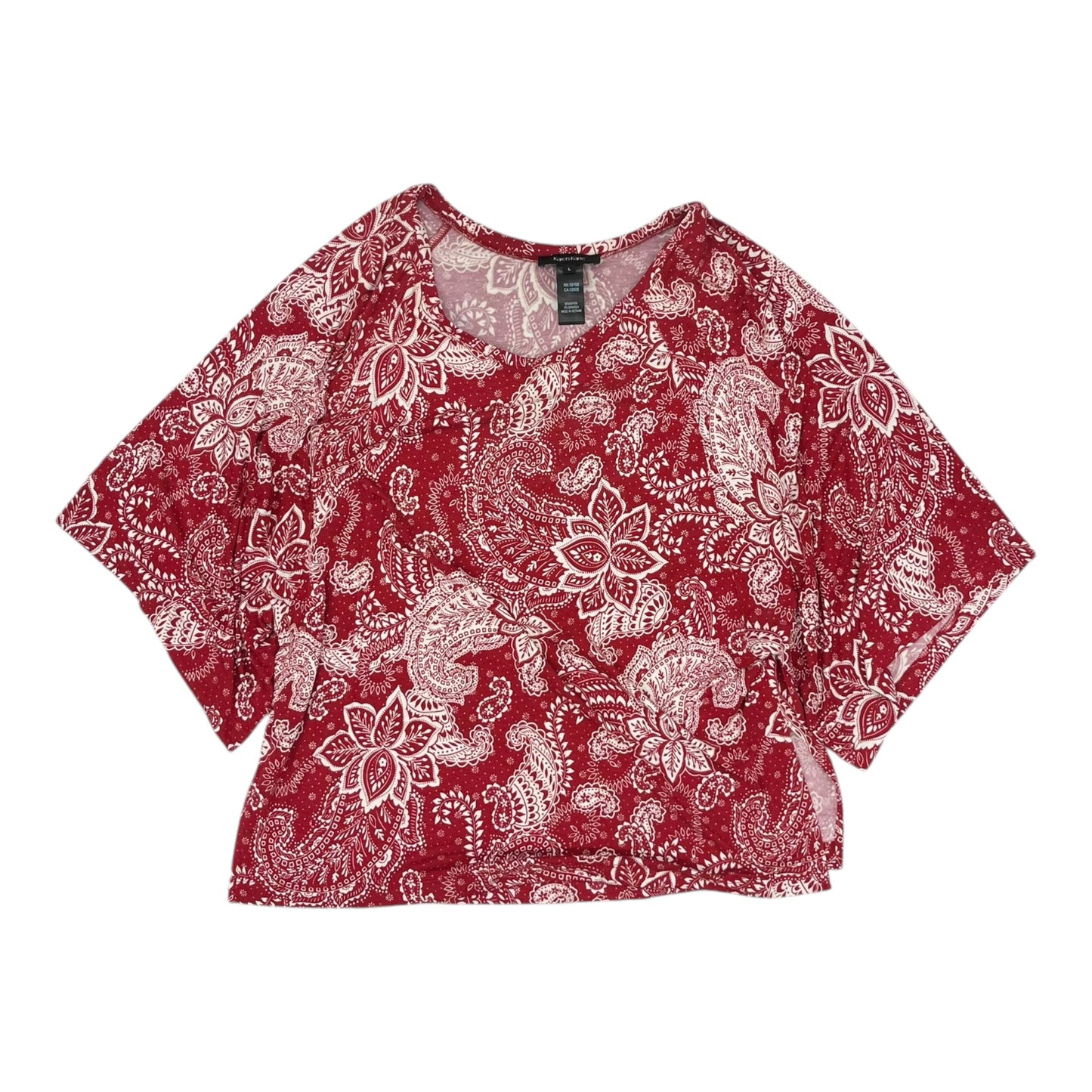 Blouse 3/4 Sleeve By Karen Kane In Red, Size:L