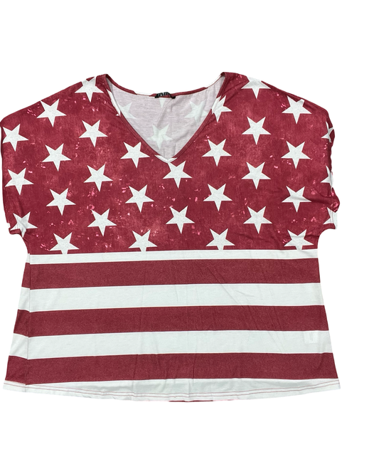 Top Ss By Bloomchic In Red & White, Size:3X