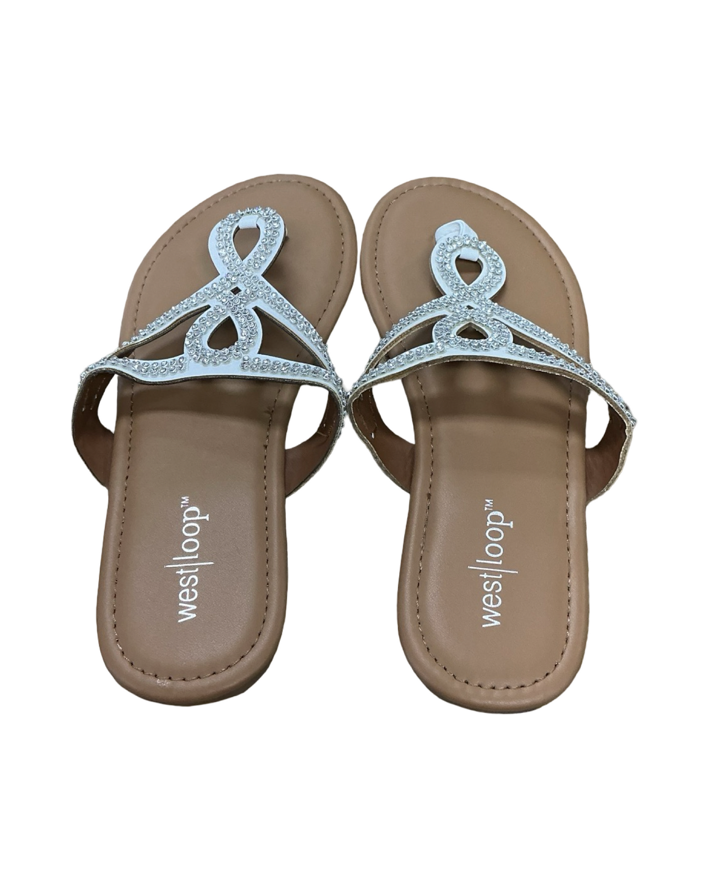 Sandals Flip Flops By West Loop In White, Size:6