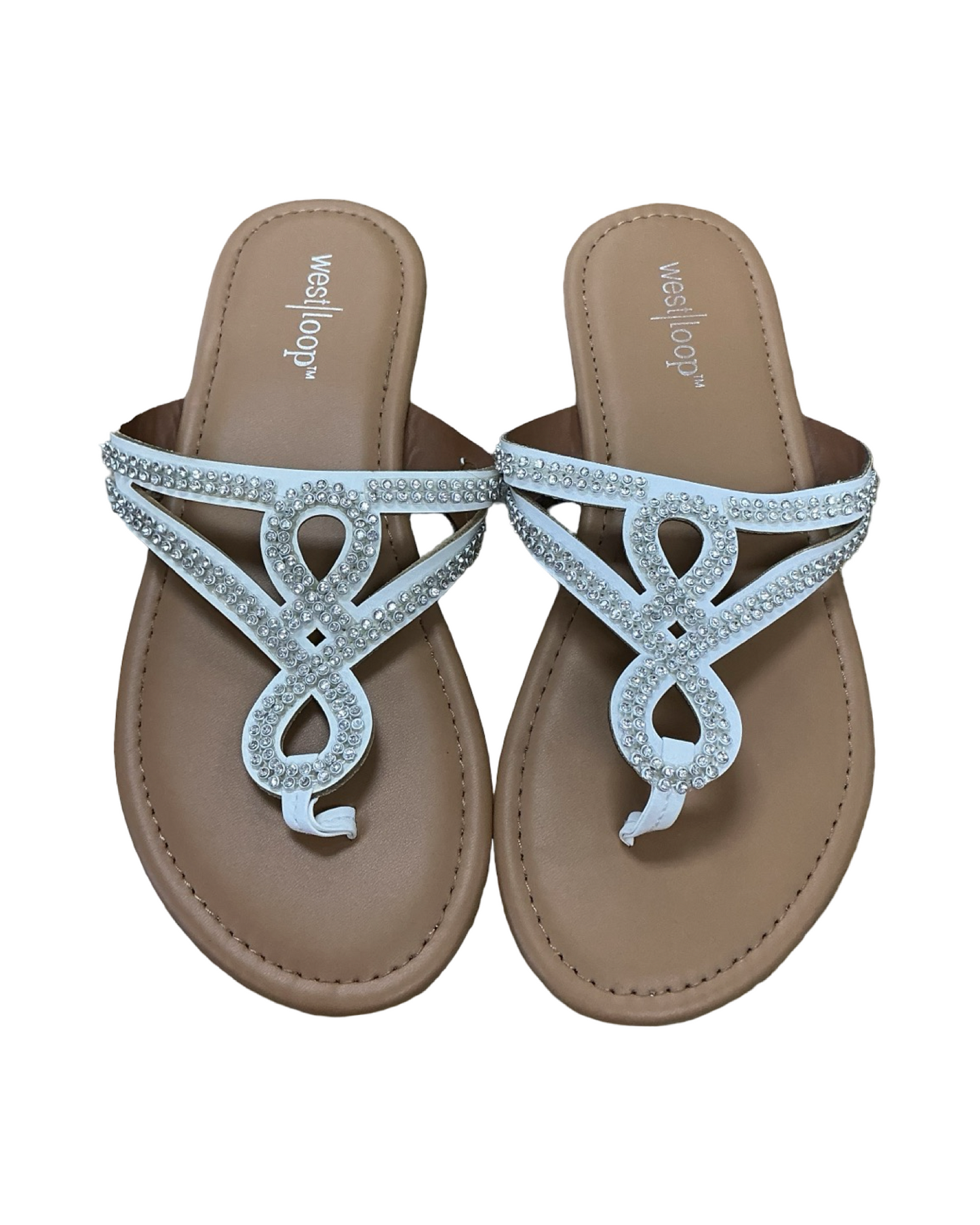 Sandals Flip Flops By West Loop In White, Size:6