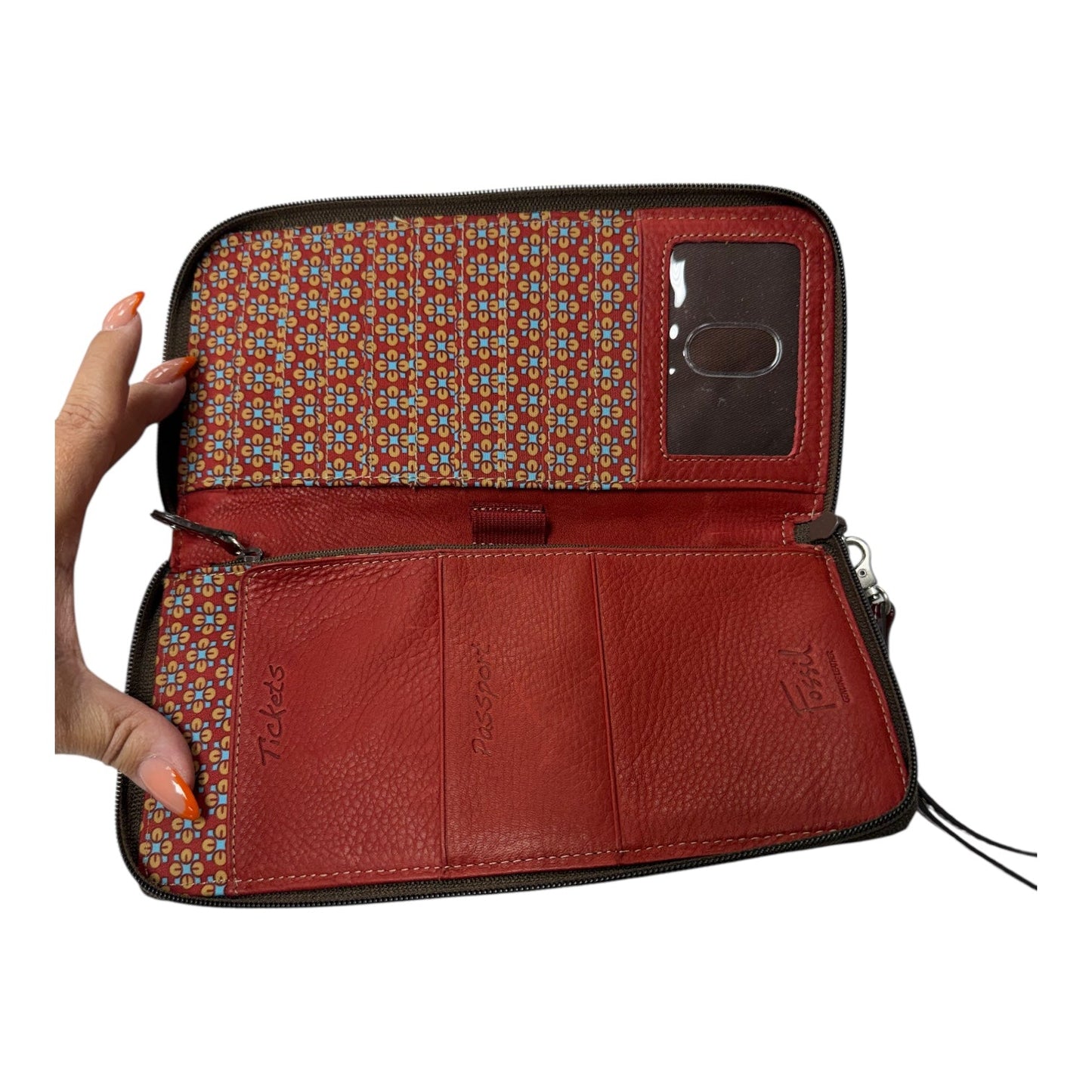 Wristlet By Fossil In Red, Size:Large