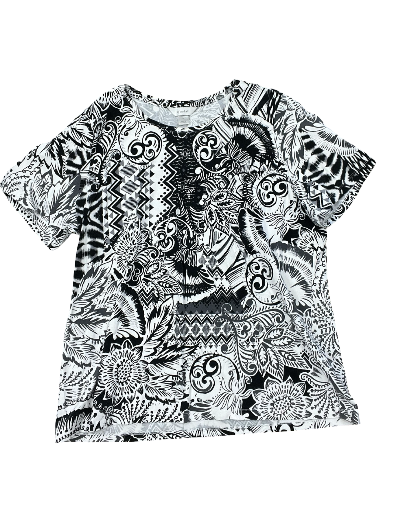 Top Ss By Cj Banks In Black & White, Size:1X