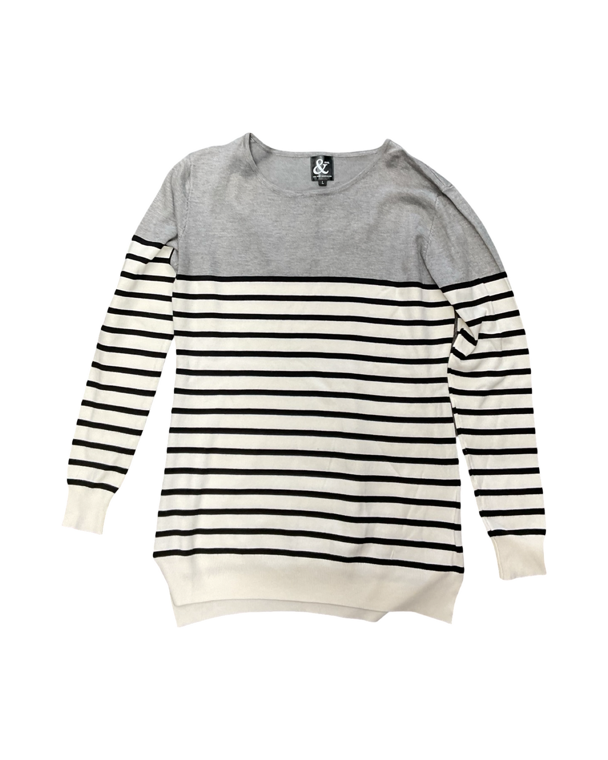 Sweater By Clothes Mentor In Grey & White, Size:L