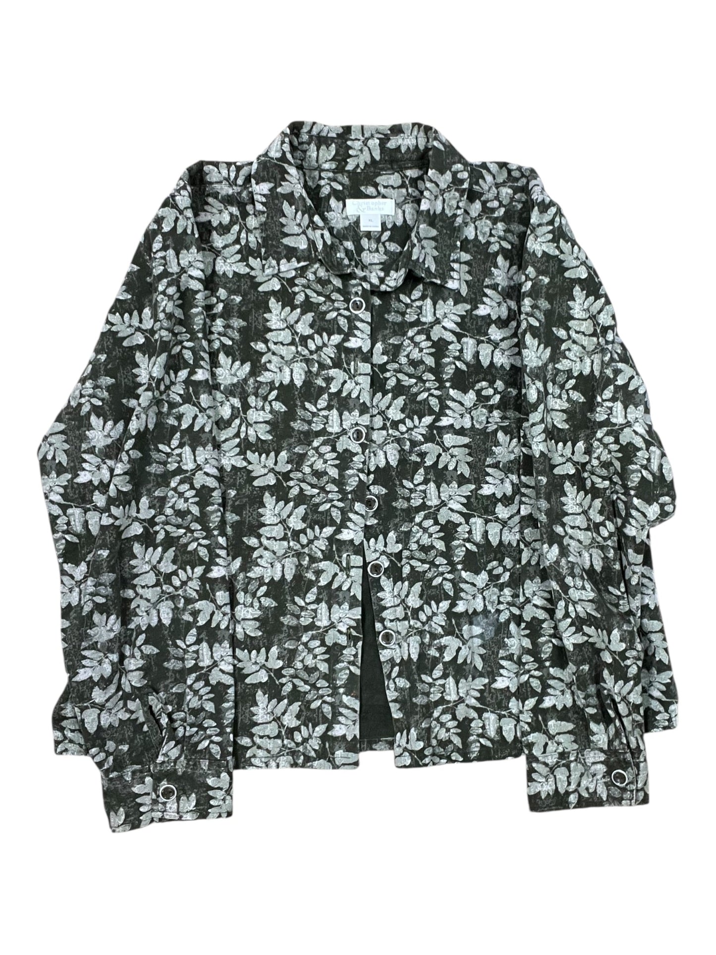 Blouse Ls By Christopher And Banks In Green, Size:Xl