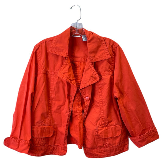 Jacket Denim By Chicos In Orange, Size:L