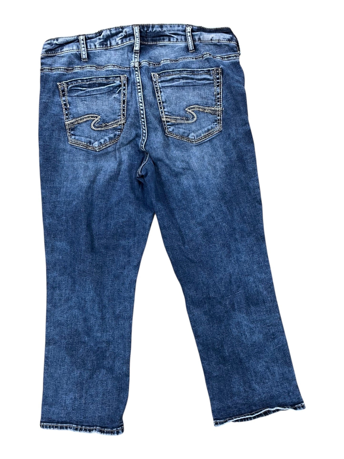 Jeans Cropped By Silver In Blue Denim, Size:16