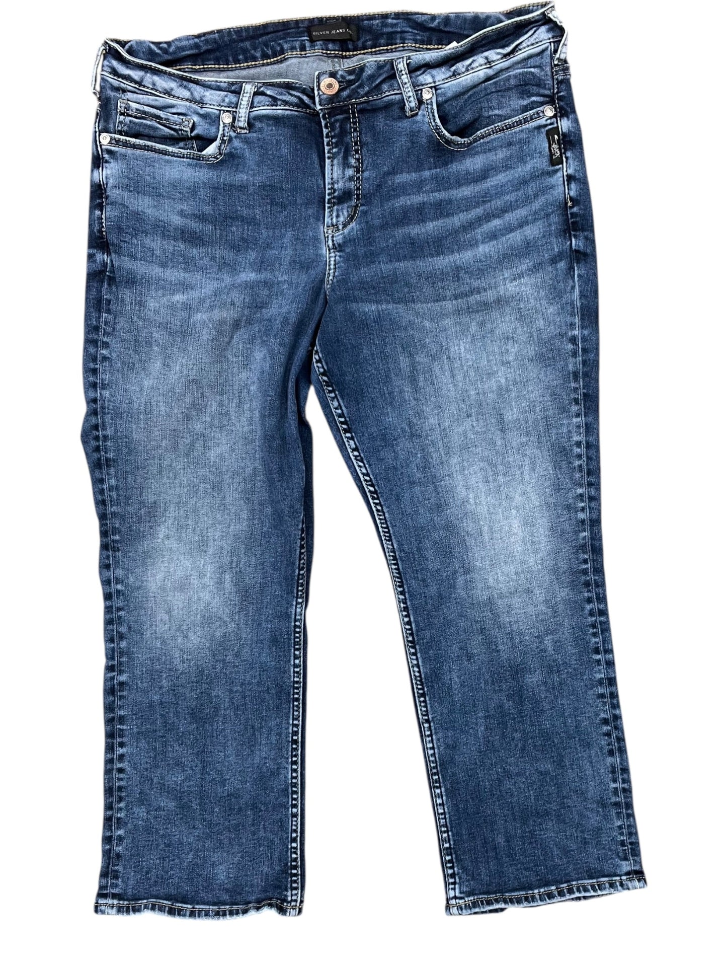 Jeans Cropped By Silver In Blue Denim, Size:16