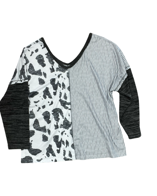 Top Ls By Clothes Mentor In Black & White, Size:Xl