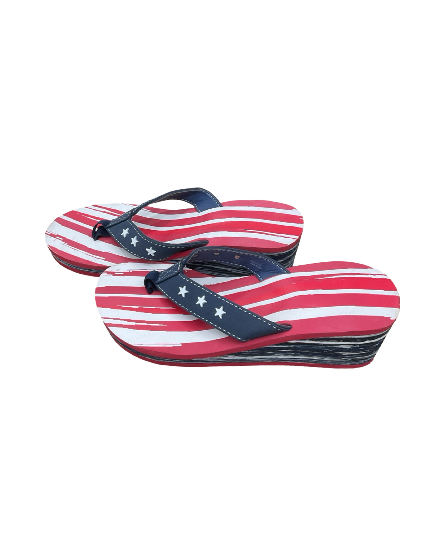 Sandals Heels Wedge By Clothes Mentor In Blue Red & White, Size:9.5