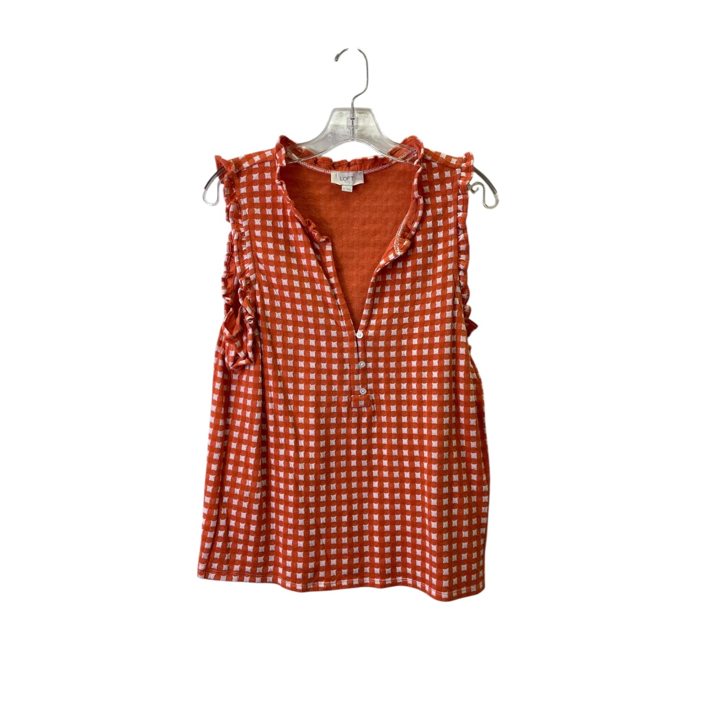 Top Sleeveless By Loft In Orange & White, Size:M