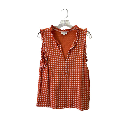 Top Sleeveless By Loft In Orange & White, Size:M