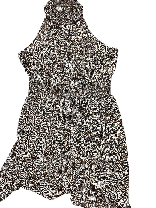 Dress Casual Midi By Maurices In Brown & Cream, Size:1X