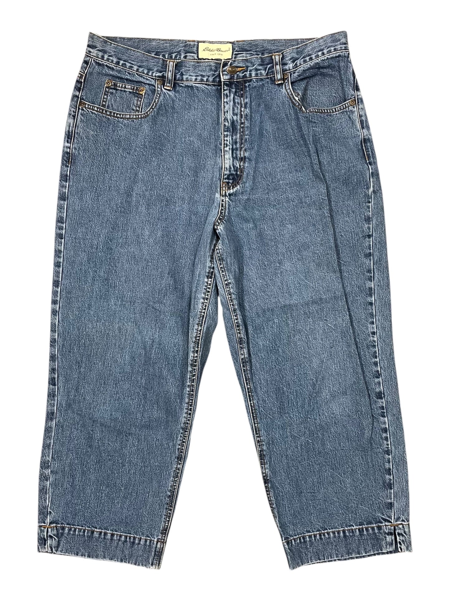 Jeans Cropped By Eddie Bauer In Blue Denim, Size:16