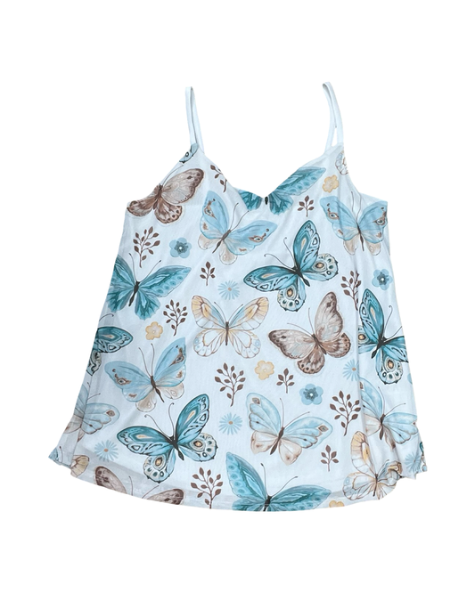 Top Sleeveless By Lularoe In Blue & White, Size:M