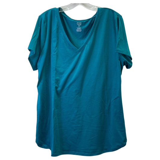 Top Ss Basic By Jennifer Lauren In Teal, Size:3X