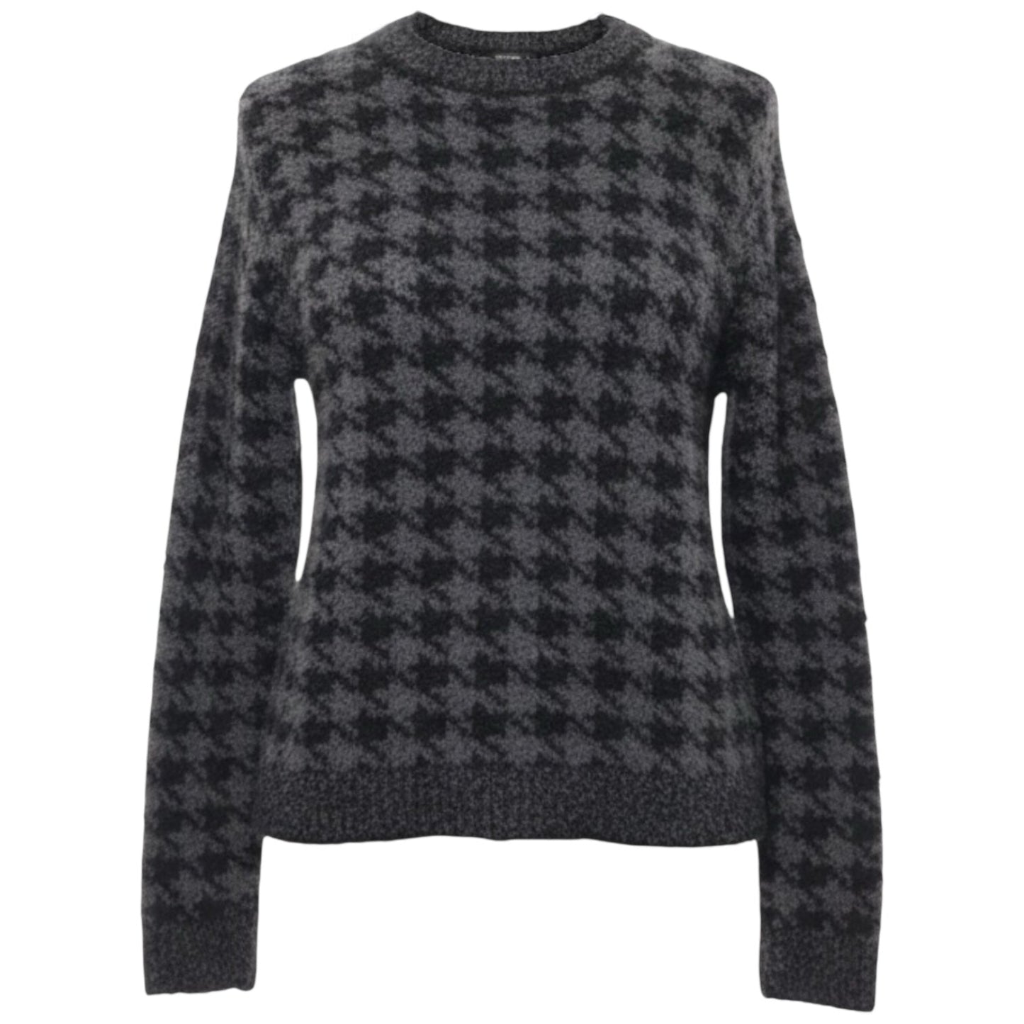 Cozy Knit Unisex Pullover Sweater By Skims In Green & Grey Houndstooth, Size: S/M